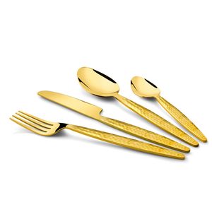 Ensemble d'argenterie à poignée moderne Couverts en acier inoxydable robustes Ustensiles polis miroir Ensemble lavable au lave-vaisselle - Product Image 3