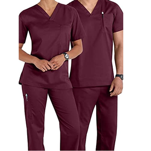 ชุดเครื่องแบบแพทย์แบบพรีเมี่ยมสำหรับทุกเพศชุดเสื้อคอวีพิมพ์ชื่อตามสั่งและกางเกงคาร์โก้แขนสั้น - Product Image 6