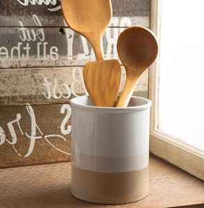 Matte Finish Eco-Friendly <b>Ceramic</b> Utensil Holder for Kitchen | Heavy Weight Dishwasher Oven Safe <b>Spoon</b> Tool Storage Jar | Modern - Product Image 4
