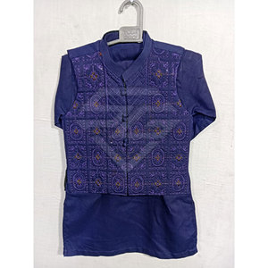 Stylish High Quality 100% Cotton Kids Boys Kurta Pajama Set with Waistcoat for Party Wear Traditional Pakistani Ethnic Dress - Product Image 5