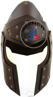 Casco de cuero de armadura Medieval, casco de piel de guerrero de batalla, SCA, marrón, disfraz de Halloween, accesorios de cuero