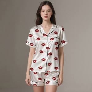 Women's <b>Silk</b> Satin Breathable <b>Pajamas</b> Set Soft Luxury Home Clothing Summer Spring - Product Image 3