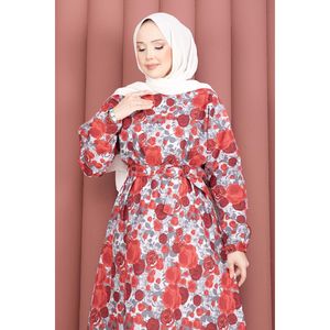Abito con cintura a fantasia floreale <span class=keywords><strong>rosso</strong></span>, stile High Street, ODM, per feste, taglia XS, vita impero, con volant naturali, drappeggiato, lavabile - Product Image 2