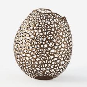 Ensemble de 2 vase à fleurs décoratif de haute qualité en métal plaqué or à texture unique robuste de forme ronde à un prix impressionnant - Product Image 3