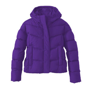 Chaqueta acolchada con cremallera y patrón de camuflaje de color sólido Tela de burbujas de estilo callejero de invierno - Product Image 1