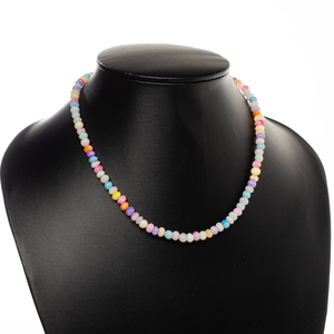 Collar con cuentas de ópalo multicolor, piedra preciosa de ópalo de caramelo con cierre de Plata de Ley 925, collar con cuentas de ópalo, joyería hecha a mano - Product Image 2