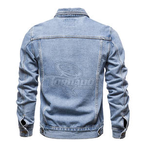 Veste en jean décontractée pour homme, couleur unie, hiver 2026, streetwear, haute qualité, 100% coton, confortable, logo sur le devant - Product Image 3