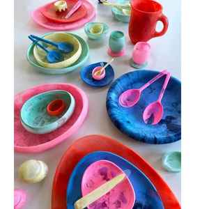 Ensemble de bols à salade en résine ambrée à bas prix, avec serveurs assortis, vaisselle élégante artisanale de luxe, décoration moderne, centre de table - Product Image 2