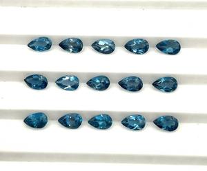 NATURAL London Blue Topaz Pear CUT Loose gemstone Lot 3*5mm ของแท้ลอนดอนบลูโทแพซร่ำรวย Ocean Blue - Product Image 5