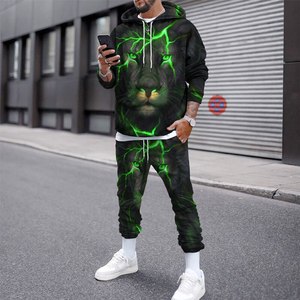 Chándal para correr para hombre, conjunto de chaqueta con capucha y pantalones de chándal de 2 piezas, chándales ajustados para hombre, bordado para correr - Product Image 4