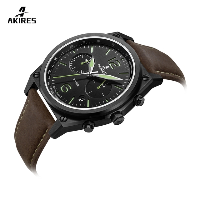 Trend Design Luxury Sapphire Men's Quartz Watches Pointer Dial Fashionable OEM Movement Genuine Leather Strap Business Style