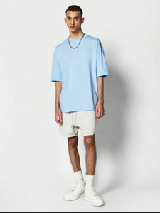 เสื้อยืดคอกลมคุณภาพสูงแบบกำหนดเองสำหรับผู้ชาย เสื้อยืดผ้าฝ้ายเปล่าทรงโอเวอร์ไซส์พร้อมโลโก้ คอกลม ผ้าฝ้าย 100% สีพื้น ผลิตในปากีสถาน - Product Image 6