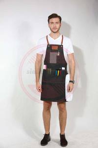 Delantal de peluquero profesional delantal de mezclilla estilista con cuero | capa de peluquero al por mayor para su uso en salón - Product Image 3