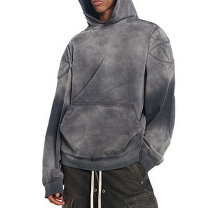 Logo personnalisé Vintage 400Gsm Distressed brodé soleil-fané coton polaire Asidwash vierge de haute qualité sweat hommes à capuche - Product Image 1