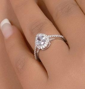 Zirconia cúbica 925 plata esterlina forma de pera anillo de piedras preciosas hecho a mano elegante joyería regalo para Navidad - Product Image 2