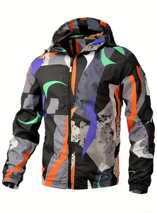 Custom Canvas Breathable Hooded Jacket Stand Collar Long Sleeve Windbreaker Zipper High Street Stylish Casual Outdoor Winter - Product Image 3