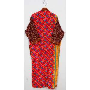 Kimono élégant en soie patchwork vintage, col en V, taille haute, longueur totale, fermeture à cordon, robe de maternité, robe de mariée, robe de plage, robe de soirée pour femmes - Product Image 3