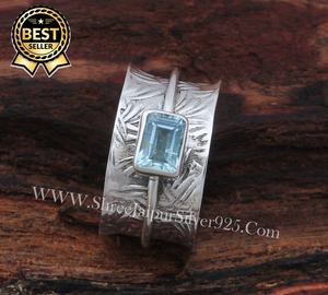 Handmade Hammered Three Tone Designer Carved Vintage <b>Boho</b> Hippie 925 Sterling <b>Silver</b> High Quality Customized Size Spinner <b>Rings</b> - Product Image 6