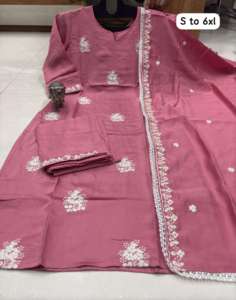 Beautiful Occasional Wear Dressing Color Heavy Maslin Kurti Pant & Dupatta With Lakhnavi Work World Wide Exportateur et fournisseur - Product Image 3