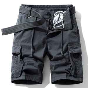 Casual Cotton Baggy Denim Cargo Summer Shorts Stretchy Ripped <b>Wide</b>-<b>Leg</b> Knitted <b>Jeans</b> Solid Elastic Waist Breathable - Product Image 5