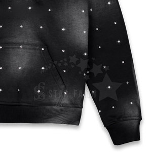 Sudadera con Capucha de Forro Polar para Hombre, Estilo Invernal, Lavado Ácido, Estampado de Diamantes de Imitación, Elegante, con Cremallera Brillante, Transpirable, Ligera, Personalizable para Ropa Urbana - Product Image 5