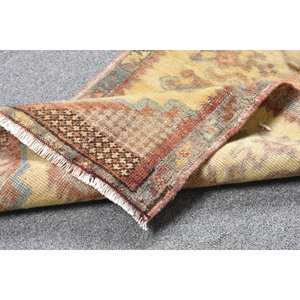 Alfombra turca Vintage de 1,6x3 pies, beige, marrón, lana hecha a mano, área grande con patrón de retazos para habitación de adolescente, pasillo, respaldo de látex - Product Image 4