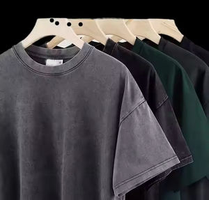 T-shirt vintage 100% coton surdimensionné à motif solide pour hommes, impression numérique, logo, style formel - Product Image 1