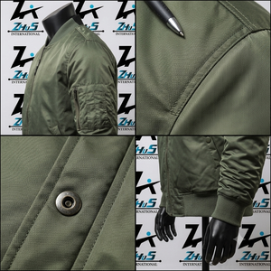 Veste bomber pour homme Zhus International, couleur olive, coupe classique, fermeture éclair, coupe-vent décontractée, vêtements d'automne, vestes en toile - Product Image 4