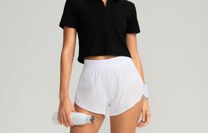 Mujeres 2 en 1 Nuevos pantalones cortos deportivos Color sólido Cintura ancha Dos capas Pantalones cortos para correr Gimnasio Pantalones cortos activos para mujeres - Product Image 4