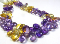 Lot en gros de perles lisses en vrac de 9 pouces, pierres précieuses naturelles Citrine jaune et Améthyste violette en forme de poire, 6-11 mm, qualité supérieure, fabriquées en ZA