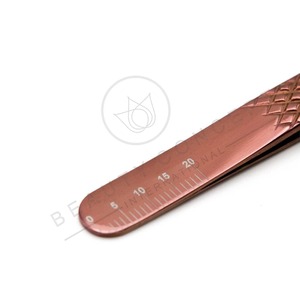 Pince à épiler en fibre d'or rose à 90 degrés pour extensions de cils OEM avec logo personnalisé et emballage écologique - Product Image 3
