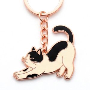 Porte-clés rotatif en alliage de zinc, motif chat, style vintage, avec carte en papier, vente en gros sur mesure - Product Image 2