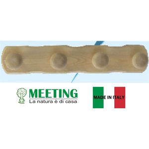 Appendiabiti in legno naturale con 4 manopole 48x9x9H per mobili per la casa - Product Image 1