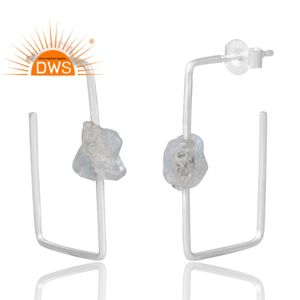 Best Selling 925 Sterling Silver Natural <b>Aquamarine</b> Gemstone <b>Earring</b> Custom Jewelry For Women Gift For Her - Product Image 3