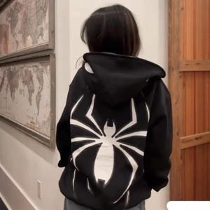 2025 Euro Halloween estilo gótico Unisex Sudadera con capucha de gran tamaño Zip Pullover cuello con capucha parejas invierno sólido ropa de mujer - Product Image 4