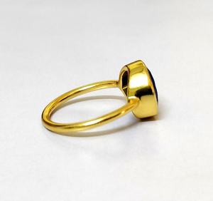 แหวนทองเหลืองชุบทองคลาสสิกสำหรับผู้หญิงชุดอัญมณี Lapis Lazuli ธรรมชาติชุดรูปทรงหนามเตยเครื่องประดับแฮนด์เมดสำหรับผู้หญิง - Product Image 2