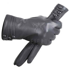 Gants en cuir imperméables à écran tactile Gants en cuir à doigts entiers Gants en cuir pour hommes à la mode - Product Image 1