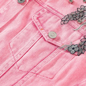 Veste en jean personnalisée pour homme, design d'usine, impression personnalisée, bouton, lettre imprimée, veste en jean personnalisée pour homme, veste en jean avec strass - Product Image 4