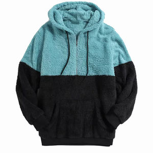 Wholesale Winter Heavy Weight Warm <b>Sherpa</b> <b>Fleece</b> Latest Design Breathable Regular Fit Oversized <b>Men</b> Zipper Hoodies Embroidered - Product Image 1