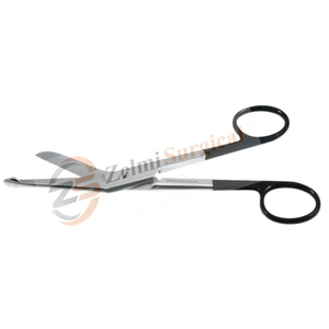 กรรไกรผ่าตัดสแตนเลสแบบใช้มือด้ามจับวงแหวนสีดำ5.5 "สายพันแผลแบบตัดพิเศษรับประกัน2ปี - Product Image 1