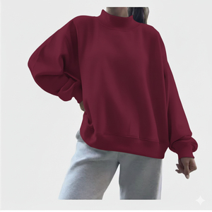 Sweat-shirt à col roulé réversible pour femme, logo personnalisé, hiver, long, de haute qualité, surdimensionné, en polaire unisexe, fabricant de hauts - Product Image 3