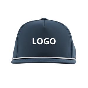 Sombrero de camionero de ala plana blanco personalizado con espalda de malla cortada con láser y ribete de cuerda | Gorra Snapback transpirable para hombres y mujeres Sombreros de golf - Product Image 3