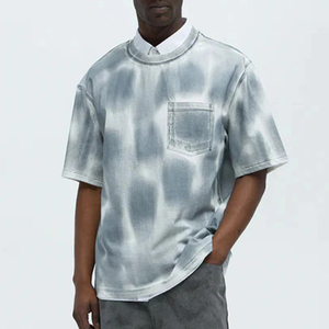 Camiseta de algodón básica de moda para hombre de 300 gramos, cuello redondo, manga corta, corte holgado, estilo casual urbano. - Product Image 3