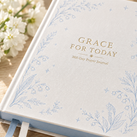LABON Journal de prière personnalisé A5 Grace for Today 365 jours, couverture rigide blanche, carnet dévotionnel floral pour femmes, cadeau d'église OEM ODM