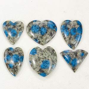 พลอยอะซูไรต์ทรงหลังเบี้ยรูปหัวใจ K2สวย6ชิ้นทั้งสองด้านเป็นพลอยขนาด25ถึง30มม. เป็นของขวัญสำหรับการทำเครื่องประดับของเธอ - Product Image 6