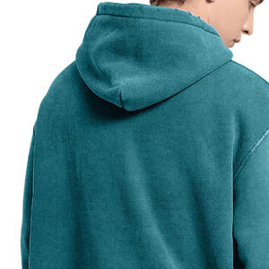 Básicos Mezcla de algodón Los mejores productos Cómodo Color sólido teñido liso Fácil de usar Sudadera con capucha de lavado ácido de alta calidad para hombres - Product Image 6