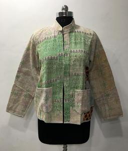 Handmade Vintage Kantha Cotton <b>Jacket</b> for Women Breathable Floral <b>Short</b> <b>Jacket</b> Reversible Casual Wear - Product Image 2