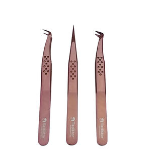 Ensemble de pinces à extensions de cils, haute précision, acier inoxydable, longueur 10 mm, droites, courbées, pinces à cils volumineuses, parfaites pour les cils - Product Image 1