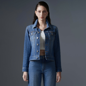 Conjunto de dos piezas de mezclilla para mujer 2025 Chaqueta y pantalones de mezclilla disponibles Personalizar Hecho en Vietnam Listo para enviar - Product Image 1