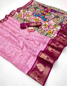 Sari en soie Tussar Dolla pur pour femmes adultes, de créateur, doux, Bollywood, ethnique indien, prêt à porter en une minute, festivals, traditionnel - Product Image 5